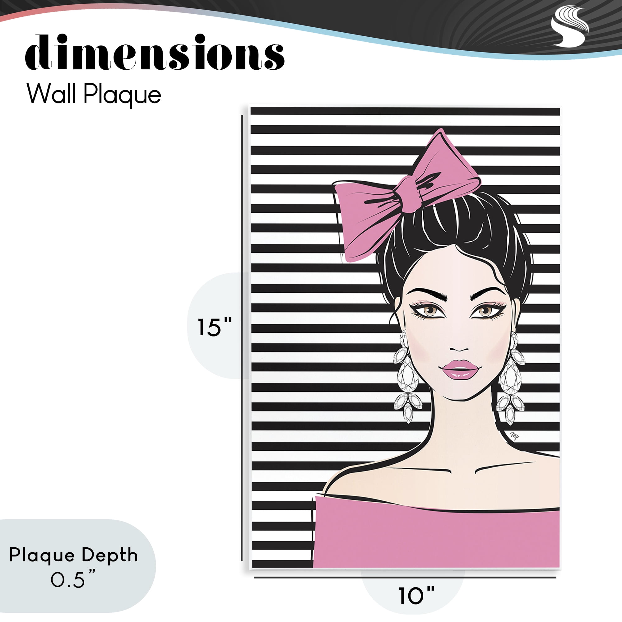 Stupell Industries Girl with Pink Bow & Earrings Wall Plaque Art, design by Martina Pavlova