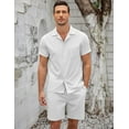 thumbnail image 6 of COOFANDY Men's 2 Pieces Casual Beach Outfits Short Sleeve Button Down Shirts Summer Short Set, 6 of 13