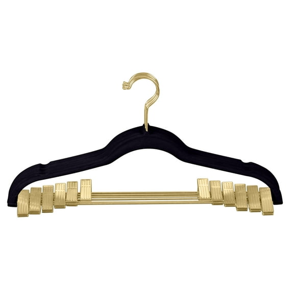 Simplify 6 Pack Velvet Hangers with Clips in Black