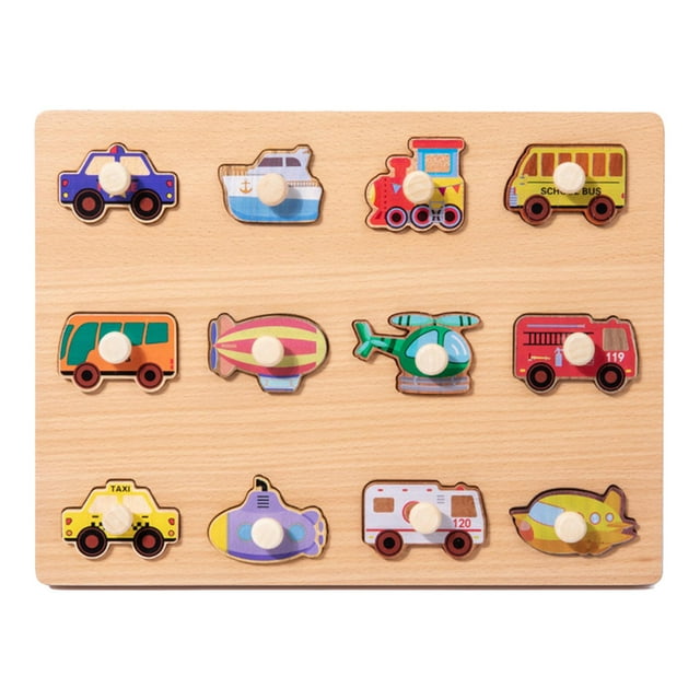 Lipstore Learning Puzzle, Wooden Puzzle, Shape Matching Board, Cartoon Puzzle, Peg Puzzle Traffic