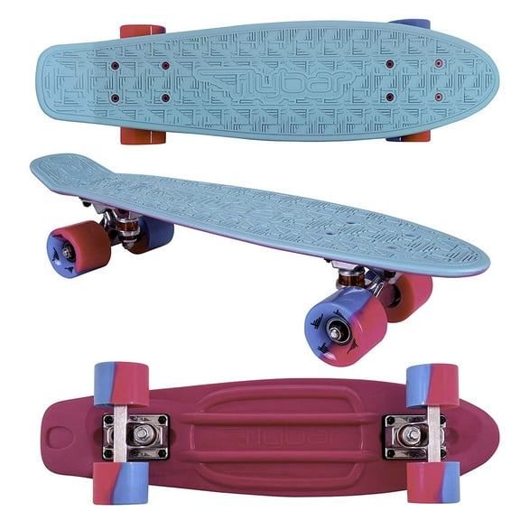 Flybar 22 inch Plastic Cruiser Skateboard, Non-Slip Deck, for Boys and Girls Ages 6  up to 175lbs, 2toneTeal