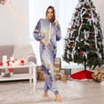thumbnail image 2 of Adult Christmas Onesie Purple Golden Marble Pattern Zipper One-Piece Pajamas Unisex with Pockets, 2 of 6