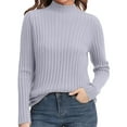thumbnail image 1 of ManxiVoo Women's Ribbed Knit Turtleneck Sweater Long Sleeve Pullover Basic Top for Fall 2025 Versatile Layering Piece L Size Grey, 1 of 6