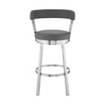 thumbnail image 2 of Emma 26 Inch Counter Height Swivel Stool, Steel, Light Gray Faux Leather - Saltoro Sherpi, 2 of 6