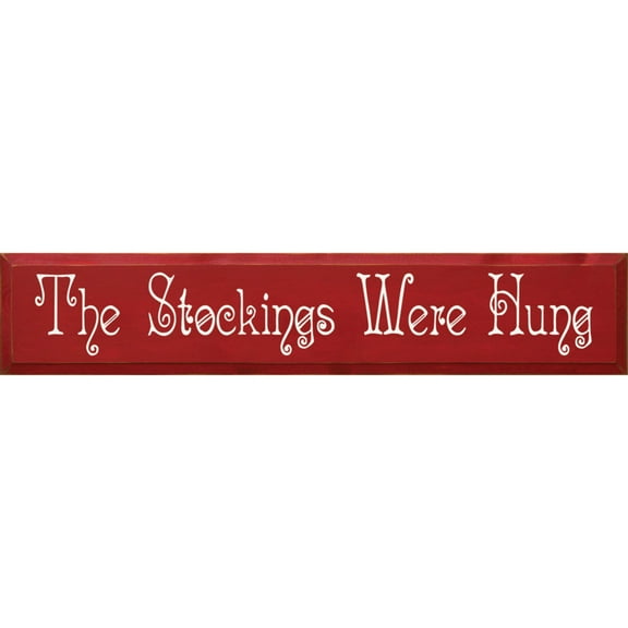 Contemporary Home Living 36" Red and White Rectangular The Stocking Were Hung Christmas Wood Sign