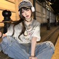 thumbnail image 5 of Hello Kitty Y2k Black T-shirts Vintage Hollow Out O-neck Top Kawaii Anime Heart Print Shirt 2024 New Harajuku Top Women Clothes, 5 of 5