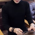 thumbnail image 3 of Mdesiwst Men Solid Color Sweater Men's Autumn Winter Turtleneck Sweater Slim Fit Solid Color Knitwear with Thickened Fleece Lining High Collar Men Sweater, 3 of 8