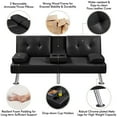 thumbnail image 6 of Brezey Convertible Sofa Bed Adjustable Couch Sleeper Modern Faux Leather Recliner Reversible Loveseat Folding Daybed Guest Bed, Removable Armrests, Cup Holders，Black, 6 of 11