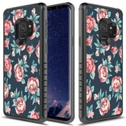 Galaxy S9 Case, Slim Fit Dual Layer Shockproof Case for Samsung Galaxy S9 - Red Flower
