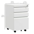 thumbnail image 2 of CoSoTower 3 Drawer File Cabinet with Lock, Steel Vertical Filing Cabinet with 5 Wheels and Hanging Bar for A4/Legal/Letter Size Files, Printer Stand with Pre-Assembled Body, White, 2 of 7