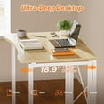 thumbnail image 4 of Folding Desk for Small Spaces, 31.5 Inch Foldable Computer Table, for Home Office, Study, Bedroom, Dorm, Space Saving, Small Writing Work Office Computer Desk, Easy to Fold, Oak, 4 of 9