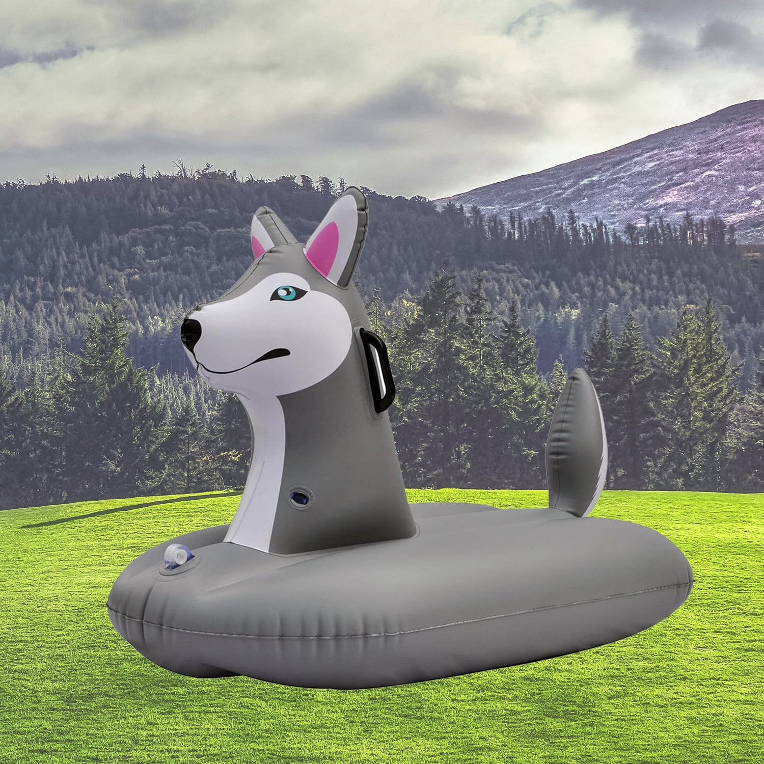 Sled Husky Snow Tube Inflatable 38 inches Long One Person snow and water Rider for Kids by Jet Creations FUN-HUSKYM