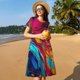 thumbnail image 4 of Disketp Colorful Abstract Swirls para Vestido de Manga Corta para Mujeres, Vestidos de Verano para Mujeres, Casual y Holgado para la Playa, 4 of 6