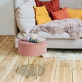 thumbnail image 3 of Gymax Siège Supplémentaire avec Repose-Pieds Rond en Velours Rose, 3 of 10