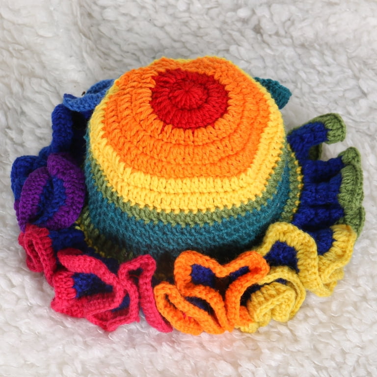 Handmade Crochet Bucket Hat with Ruffled Brim Winter Windproof Handmade Crochet Bucket Hat for Woman Teen Outdoor Commute  main image 2