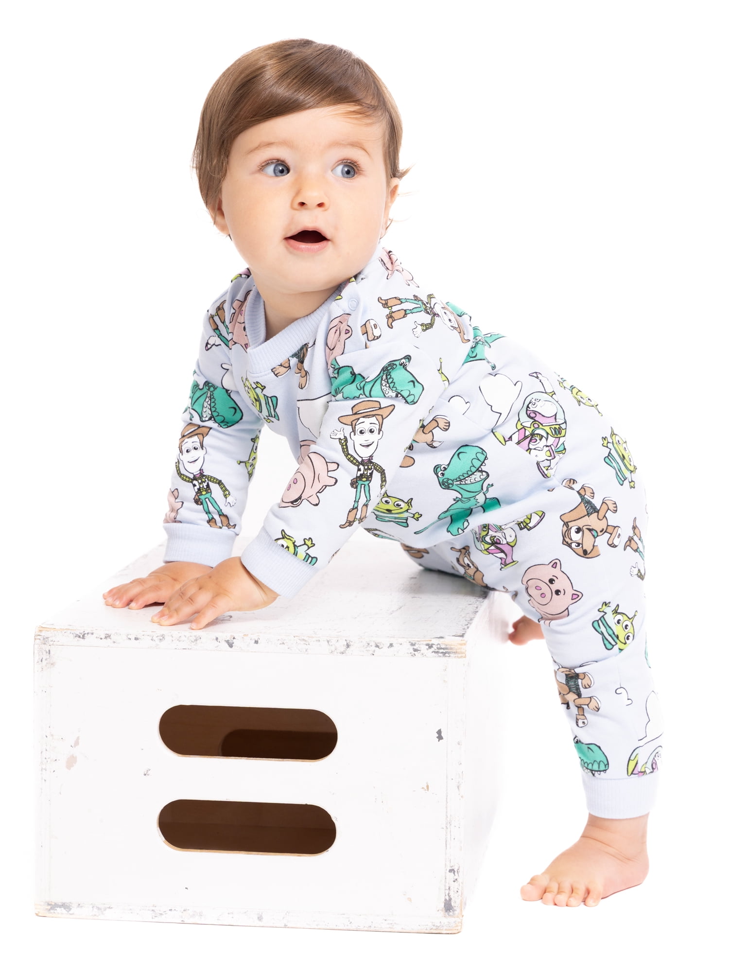 Toy Story Baby Allover Print Romper with Long Sleeves, Sizes 0/3M-24M