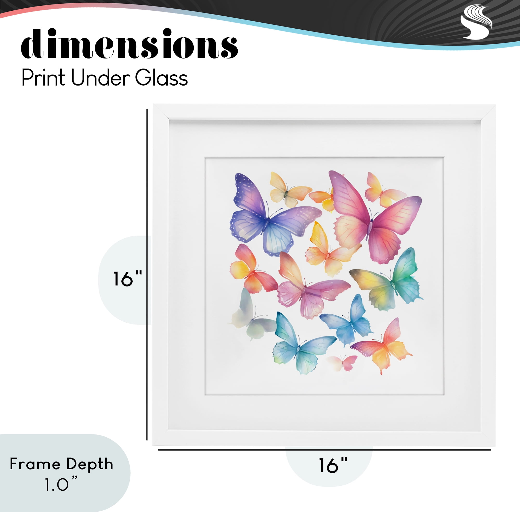 Stupell Industries Rainbow Butterflies Rabble White Framed Print Under Glass, design by Creative Studio
