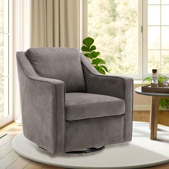 AFO Swivel Accent Chair with Removable Cushions, Modern Armchair for Living Room, Bedroom, Set of 1, Gray