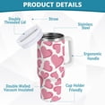 thumbnail image 4 of 30 oz Tumbler With Handle Stainless Steel Insulated Tumbler With Lid for Car Cup Holder Pink Hearts Pattern, 4 of 9