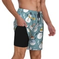 thumbnail image 2 of Balery Snowflake Scarf Snowman Bañador para hombre, shorts de playa de secado rápido con entrepierna y forro de compresión-Small, 2 of 6