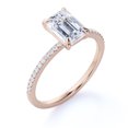 thumbnail image 4 of JeenMata 1.25 Carat emerald cut Moissanite Engagement Ring in 18k Rose Gold Over Silver, 4 of 7