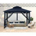 thumbnail image 6 of ABCCANOPY 9'x9' Patio Gazebo With Mosquito Netting and Double Soft Roof Canopies for Shade and Rain,Navy Blue, 6 of 9