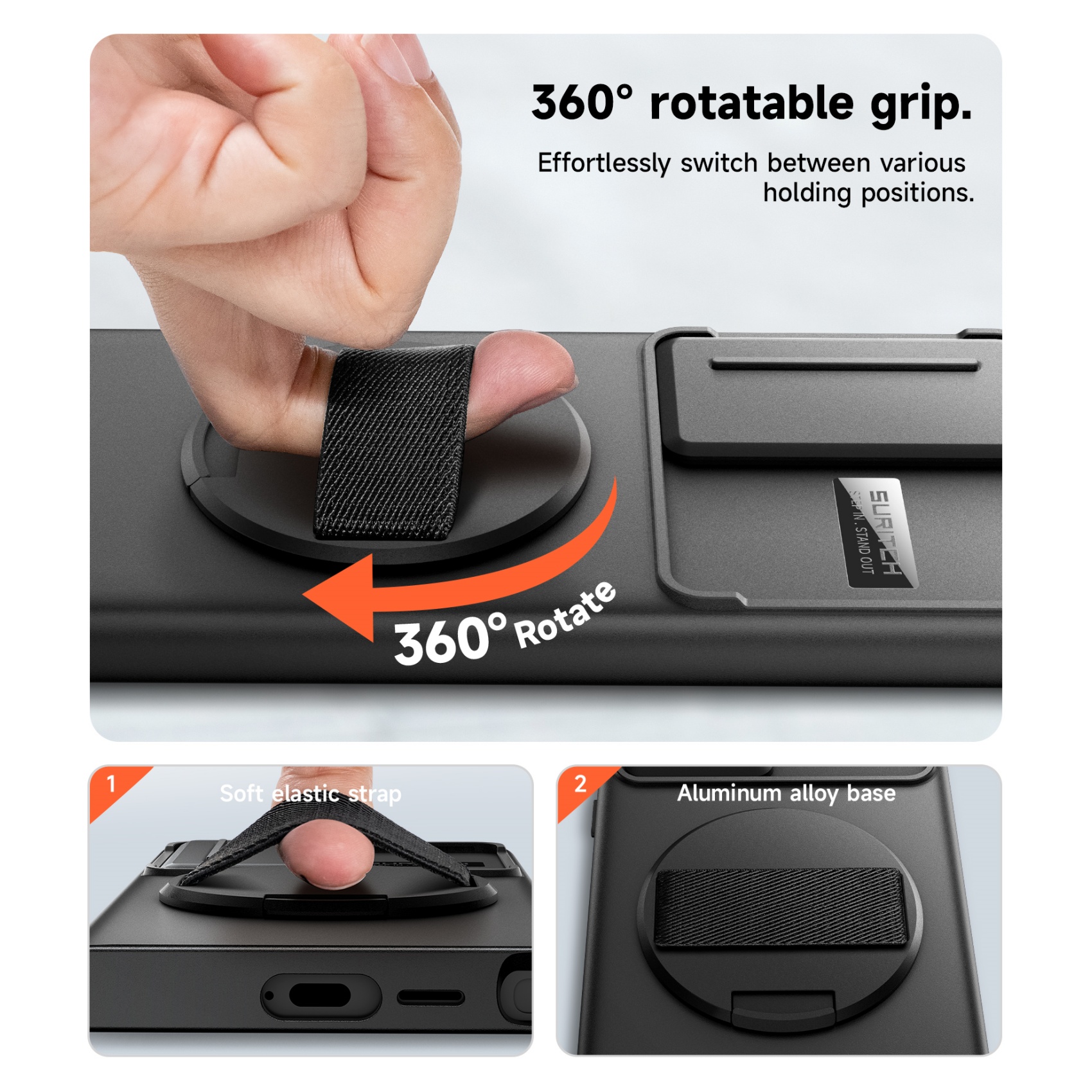 Suritch Samsung Galaxy S24 Ultra Case with 360° Grip Strap photo 3