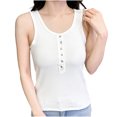 thumbnail image 3 of Rvasteizo Camisole Tops for Women Casual Button Front Sleeveless Round Neck Breathable Summer Ladies Daily Light Casual Tank Blouse, 3 of 5
