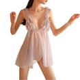 thumbnail image 1 of Gibobby Ropa de dormir para mujer con encaje Día de San Valentín Mini camisón corto malla transparente para mujer, tirantes con hebilla en el pecho, sin encaje(Morado,Talla única), 1 of 5