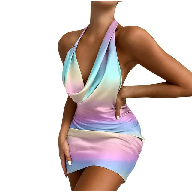 Birdeem Robe d'Été Femme Mode Aguichant Tempérament Col Suspendu Personnalisée