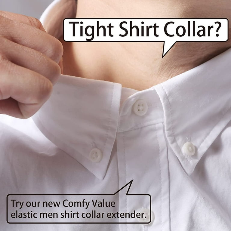 6Pcs Collar Extenders, TRIANU Neck Extenders Shirt Elastic Button Extender  for Men Dress Shirt Cuffs Women Coat, White