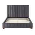thumbnail image 2 of Queen Size Modern Bed Frame, Upholstered With Soft Fabric, Headboard Included, No Box Spring Necessary, Dark Grey Color, Construction In Grey, Design, Spring, Strong Rubber Plywood Support, 2 of 4