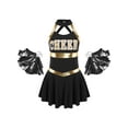 thumbnail image 3 of Eandarui Uniforme de Cheer pour Filles à Col Licou Tenues de Cheerleading Robe de Fête avec Pompons Noir 16, 3 of 7