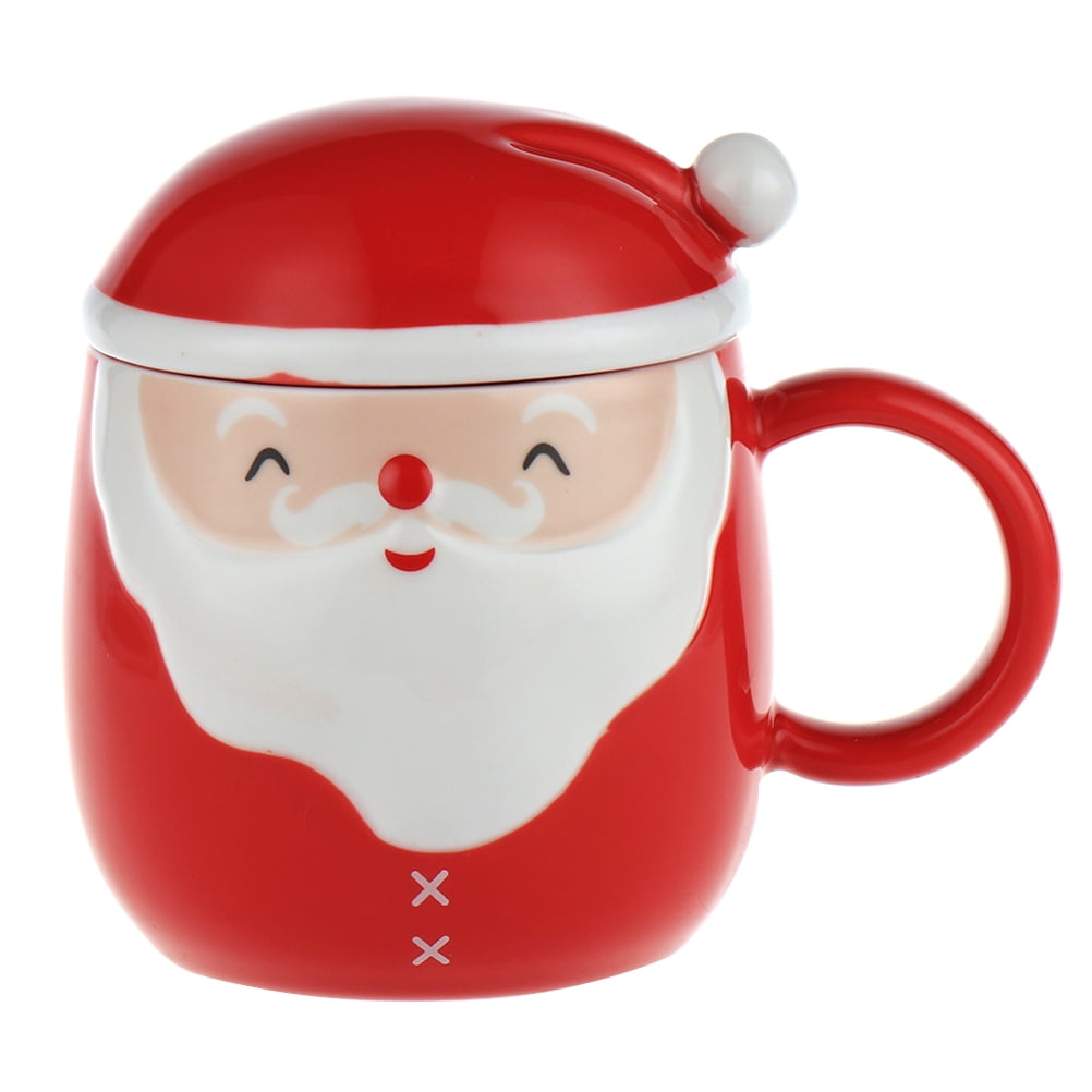 1 Set Christmas Gift Mug Santa Claus Shaped Ceramic Cup with Lid Milk