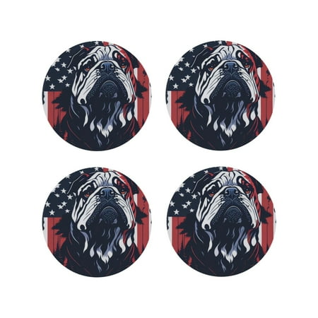 

Tideii Bulldog with Forest Flag for Leather Coasters 4 Pieces Anti-fouling and Anti-scalding Decorative Coasters Suitable for Restaurants Kitchens Coffee Shops-Round Shape