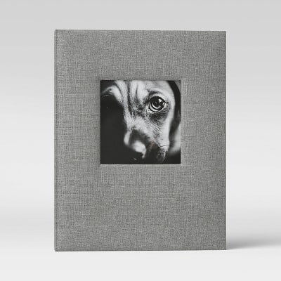 7" x 9" Photo Album with Frame Front Gray 2 Per Page - Fabric Cover, 18 Pages, Screw Binding