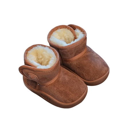

Ferndule Kids Warm Ankle Boot School Comfort Slip On Snow Breathable Plush Lined Winter Shoes Khaki 9C