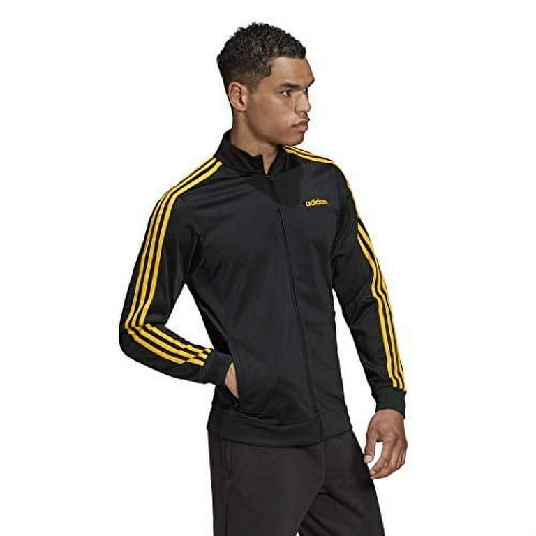 adidas mens Essentials 3 Stripes Tricot Track Jacket Black Black X