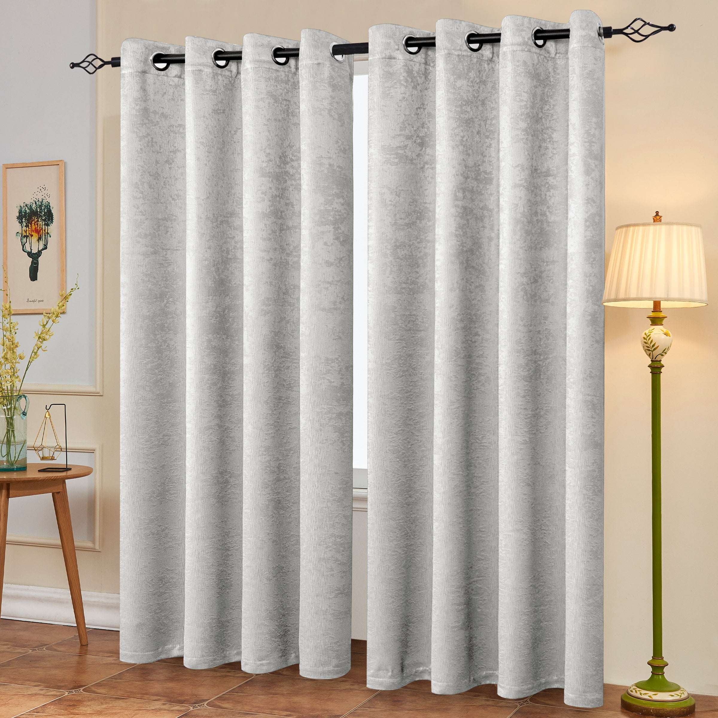 Subrtex Thermal Insulated Grommet Blackout Curtains for Bedroom, Set of 2 Panels, 52"×95", Greyish White