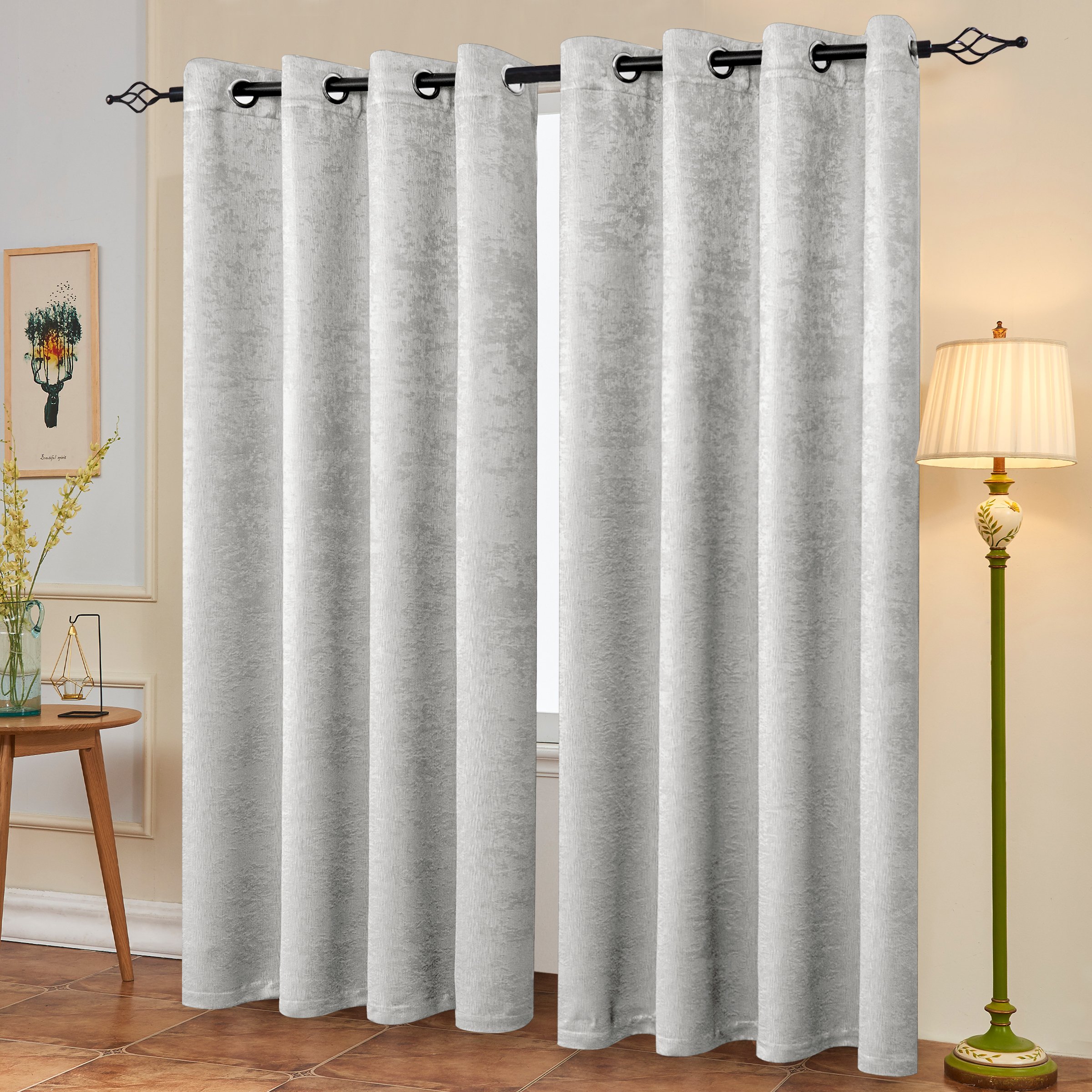 Subrtex Thermal Insulated Grommet Blackout Curtains for Bedroom, Set of 2 Panels, 53"×96", Greyish White - image 5 of 5