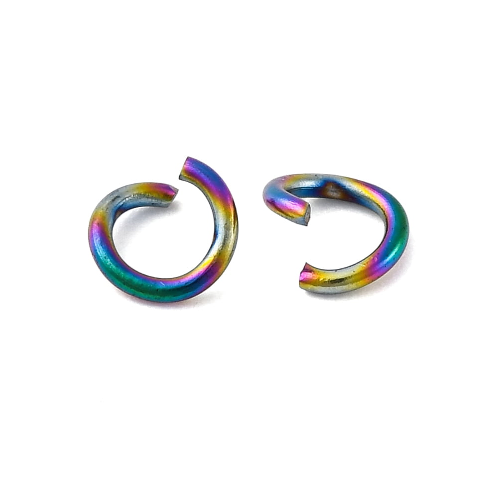 Ion Plating(IP) 304 Stainless Steel Open Jump Rings Ring Rainbow color 6x1mm 18Gauge Inner Diameter: 4mm