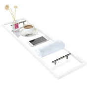 ToiletTree  Clear Acrylic Bathtub Caddy with Rust-Proof Stainless Steel Handles - White