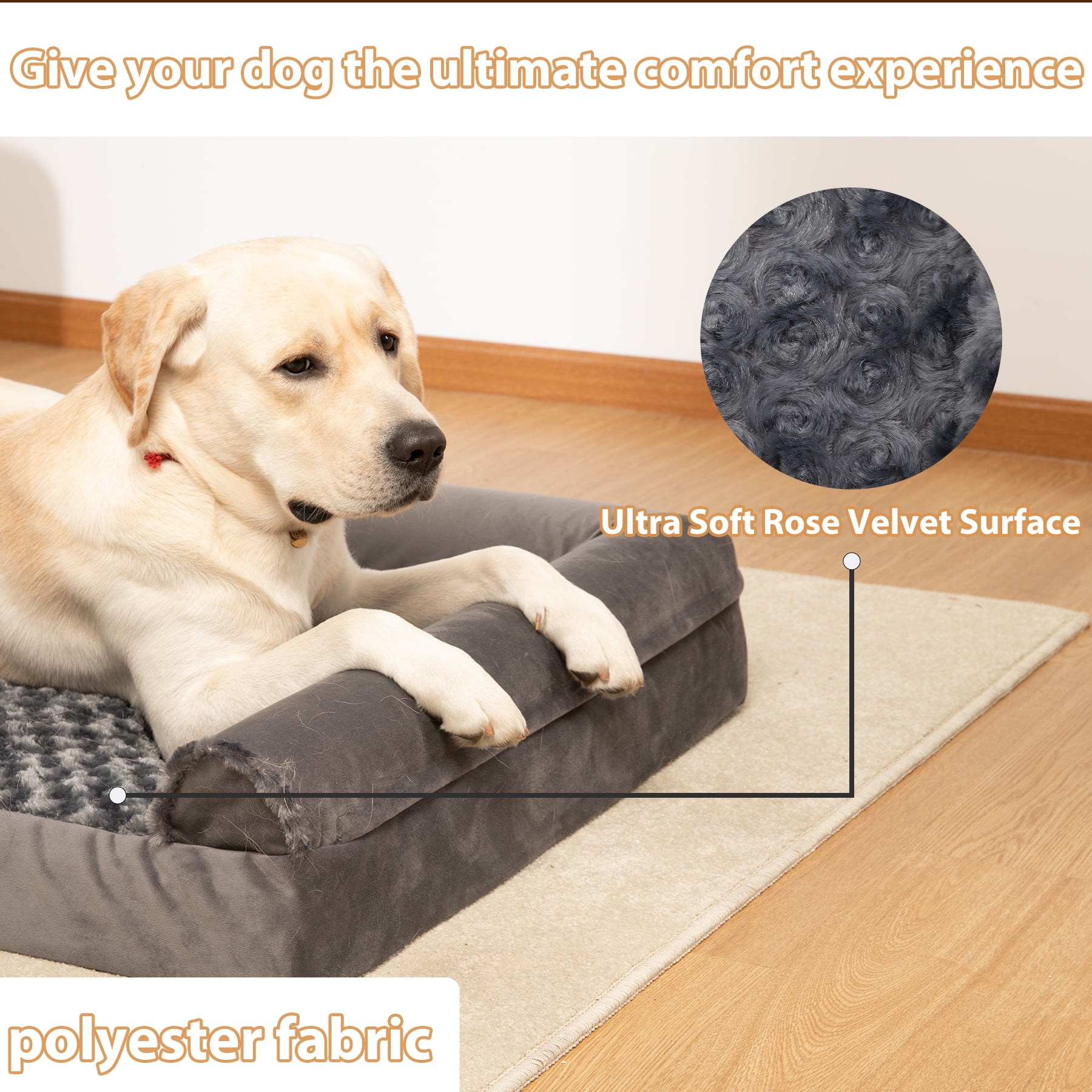 KSIIA 36" Orthopedic Pet Couch for Large Dogs Waterproof Dog Beds with Memory Foam And Washable Cover