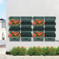 Vertical Wall Planter with 16 Pots, Hanging Garden Plant Flowerpot Holder, Stackable Wall-Mounted Planter, Balcony Planters for Flowers Vegetables Fruits ( 16 Pots 4 Drainage Planters&Pipe)