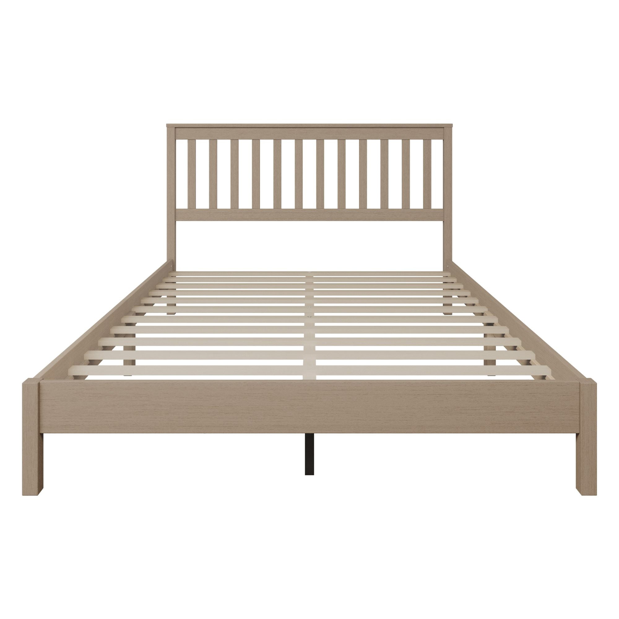 Home Design Fresno Twin Wood Platform Bed Frame with Open Slat Panel Headboard, Gray, Easy Assembly