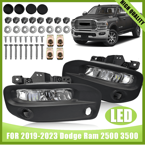 Front LED Fog Lights w/Switch & Bezels For 2019-2022 2023 24 Dodge RAM 2500 3500