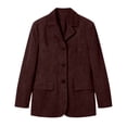 thumbnail image 4 of WAGUTH Women Vintage Faux Suede Blazer Jackets Notched Lapel Single Breasted Loose Casual Suit Coat With Pockets, 4 of 6