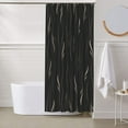 thumbnail image 2 of Black Fabric Shower Curtain for Bathroom with 12 Hooks, Neutral Stripe Lines Waterproof Textured Bath Shower Curtain Set for Hotel Home - 72 x 72 Inch, 2 of 6
