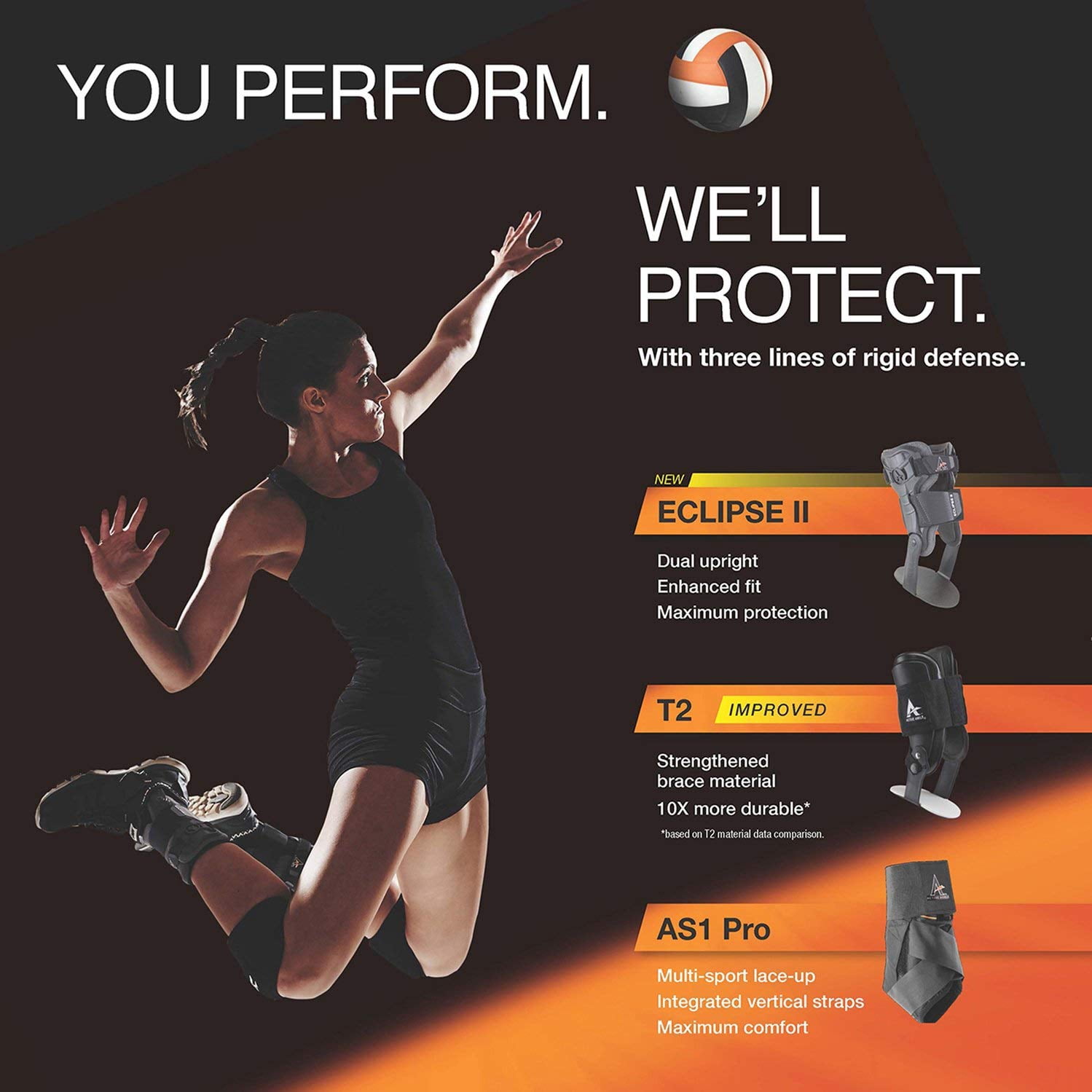 Active Ankle AS1 Pro Ankle Brace, Lace-Up, Low Profile, Protection & Sprain Support, White, Small
