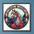 thumbnail image 1 of Cuadros Decorativos 5D bricolaje redondo completo taladro diamante pintura vidrieras caballo Kit decoración (B6845) Wdftyju embutido en tela, 1 of 1